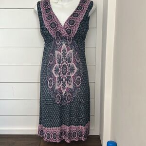 Full Tilt Purple Mandela Print Cross Bodice Shift Dress